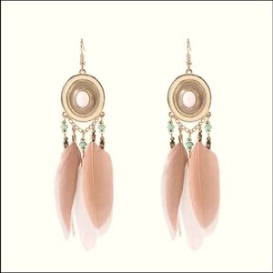 Boho Feather Dangle Drop Earrings